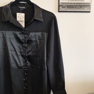 Contrasting Silk and Sheer Blouse